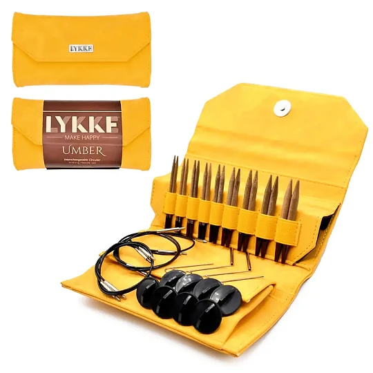 Lykke Umber Dandelion Набор съемных спиц 7 см, 9 пар, Дерево, Джинсовый чехол Магазин пряжи и инструментов для вязания СижуВяжу.рф