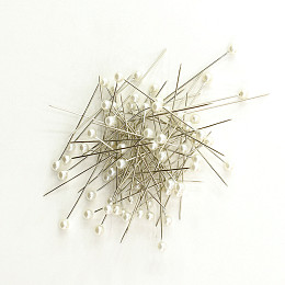 Hemline. Булавки портновские с жемчужными головками, 34 мм, 75 шт, цвет белый