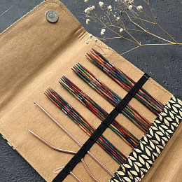 Lana Grossa Набор для вязания носков Deluxe 15 см 4х5 шт Радуга Дерево Бежевый чехол Магазин пряжи и инструментов для вязания СижуВяжу.рф