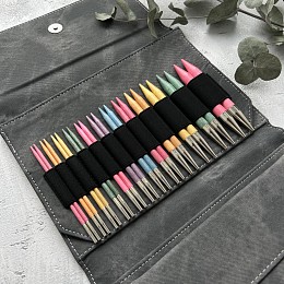 Lykke Colour Набор съемных спиц 11.5 см, 12 пар, Дерево, Серый чехол Магазин пряжи и инструментов для вязания СижуВяжу.рф