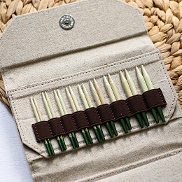 Lykke Grove Набор съемных спиц 7 см, 9 пар, Бамбук, Бежевый чехол Магазин пряжи и инструментов для вязания СижуВяжу.рф