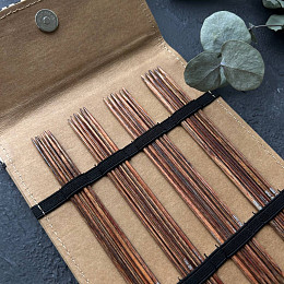 Lana Grossa Набор чулочных спиц 15 см 4х5 шт Naturale Дерево Бежевый чехол Магазин пряжи и инструментов для вязания СижуВяжу.рф