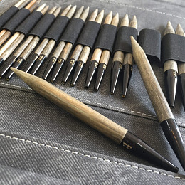 Lykke Driftwood Grey Набор съемных спиц 11.5 см, 12 пар, Дерево, Джинсовый чехол Магазин пряжи и инструментов для вязания СижуВяжу.рф