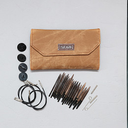 Lykke Umber Набор съемных спиц 7 см, 9 пар, Дерево, Джинсовый чехол Магазин пряжи и инструментов для вязания СижуВяжу.рф