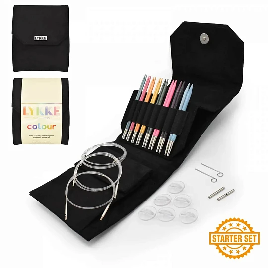 Lykke Starter Colour Black Набор съемных спиц 11.5 см, 8 пар, Дерево, Джинсовый чехол Магазин пряжи и инструментов для вязания СижуВяжу.рф