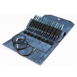 Lykke Indigo Набор съемных спиц 11.5 см, 12 пар, Дерево, Джинсовый чехол Магазин пряжи и инструментов для вязания СижуВяжу.рф