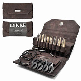 Lykke Driftwood Cacao Набор съемных спиц 7 см, 9 пар, Дерево, Джинсовый чехол Магазин пряжи и инструментов для вязания СижуВяжу.рф