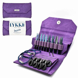 Lykke Indigo Violet Набор съемных спиц 7 см, 9 пар, Дерево, Джинсовый чехол Магазин пряжи и инструментов для вязания СижуВяжу.рф