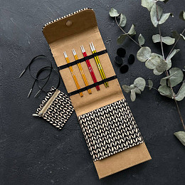 Lana Grossa Набор съёмных спиц 4 пары Радуга Алюминий Бежевый чехол Магазин пряжи и инструментов для вязания СижуВяжу.рф