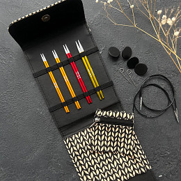 Lana Grossa Набор съёмных спиц 4 пары Радуга Алюминий Чёрный чехол Магазин пряжи и инструментов для вязания СижуВяжу.рф