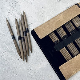 Lykke Umber Набор чулочных спиц 15 см, 4-9 мм, 8х5 шт. Дерево, Джинсовый чехол Магазин пряжи и инструментов для вязания СижуВяжу.рф