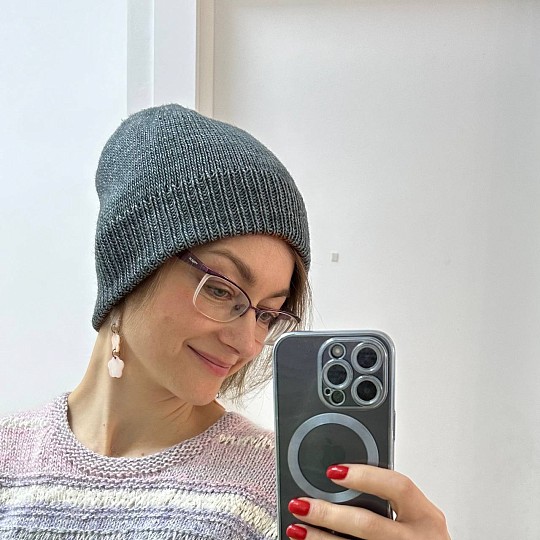 Набор для вязания двойной шапки #от_макушки_до_макушки из пряжи Lana Grossa Cool Wool Vintage (7375+7384)/описание