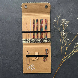 Lana Grossa Набор для вязания носков Deluxe 15 см 4х5 шт Радуга Дерево Бежевый чехол Магазин пряжи и инструментов для вязания СижуВяжу.рф