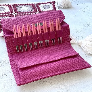 Lykke Blush Magenda Набор съемных спиц 7 см, 9 пар, Дерево, Кожаный чехол Магазин пряжи и инструментов для вязания СижуВяжу.рф