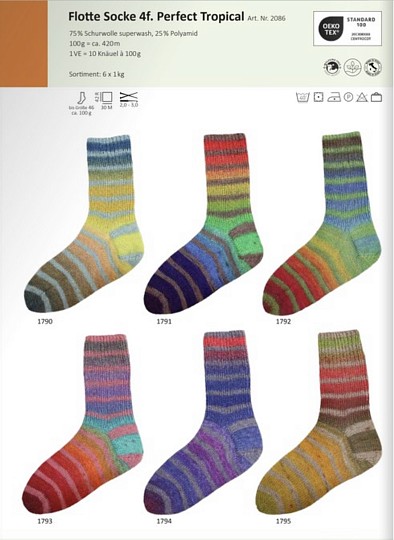 Rellana Flotte Socke Perfect Tropical 4ply