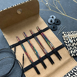 Lana Grossa Набор съёмных спиц 4 пары Радуга Дерево Бежевый чехол Магазин пряжи и инструментов для вязания СижуВяжу.рф