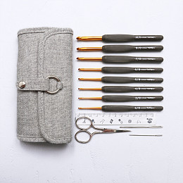 Tulip Набор крючков ETIMO Black/Silver. 8 шт Магазин пряжи и инструментов для вязания СижуВяжу.рф