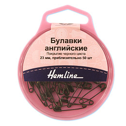 Hemline. Булавки английские безопасные, 23 мм, металл, черные, 50 шт.