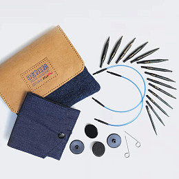 KnitPro Набор ультракоротких спиц Denim Indigo Wood Mini. 5 см. 7 пар KnitPro Набор ультракоротких спиц Denim Indigo Wood Mini. 5 см. 7 пар Магазин пряжи и инструментов для вязания СижуВяжу.рф