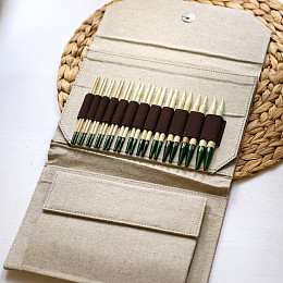 Lykke Grove Набор съемных спиц 11.5 см, 12 пар, Бамбук, Бежевый чехол Магазин пряжи и инструментов для вязания СижуВяжу.рф