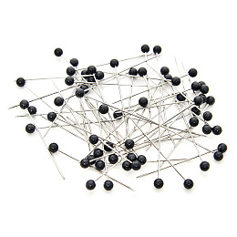 Hemline. Булавки удлиненные с черными пластиковыми головками, в баночке-органайзере, 38 мм, 60 шт