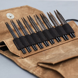 Lykke Umber Набор съемных спиц 7 см, 9 пар, Дерево, Джинсовый чехол Магазин пряжи и инструментов для вязания СижуВяжу.рф