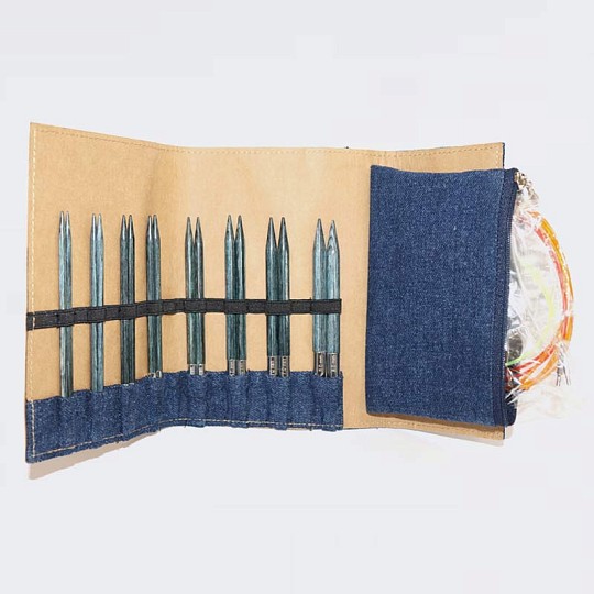 KnitPro Набор стандартных спиц Denim Indigo Wood. 11 см. 8 пар Магазин пряжи и инструментов для вязания СижуВяжу.рф