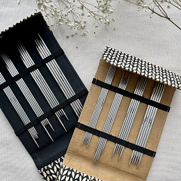 Lana Grossa Набор чулочных спиц 15 см 4х5 шт Металл Черный чехол Магазин пряжи и инструментов для вязания СижуВяжу.рф