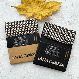 Lana Grossa Набор съёмных спиц 4 пары Радуга Дерево Черный чехол Магазин пряжи и инструментов для вязания СижуВяжу.рф