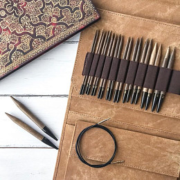 Lykke Umber Набор съемных спиц 11.5 см, 12 пар, Дерево, Джинсовый чехол Магазин пряжи и инструментов для вязания СижуВяжу.рф