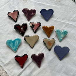 Брошь-сердце керамическая, 4см