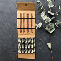 Lana Grossa Набор чулочных спиц 15 см 4х5 шт Naturale Дерево Бежевый чехол Магазин пряжи и инструментов для вязания СижуВяжу.рф