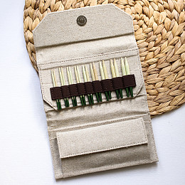 Lykke Grove Набор съемных спиц 7 см, 9 пар, Бамбук, Бежевый чехол Магазин пряжи и инструментов для вязания СижуВяжу.рф