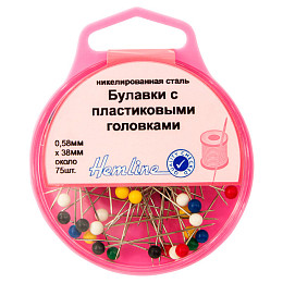 Hemline. Булавки с цветной пластиковой головкой 75 шт. (арт. 678)