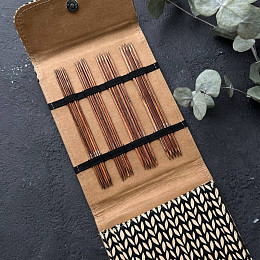 Lana Grossa Набор чулочных спиц 15 см 4х5 шт Naturale Дерево Бежевый чехол Магазин пряжи и инструментов для вязания СижуВяжу.рф