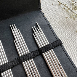 Lana Grossa Набор чулочных спиц 15 см 4х5 шт Металл Черный чехол Магазин пряжи и инструментов для вязания СижуВяжу.рф