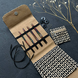 Lana Grossa Набор съёмных спиц 4 пары Радуга Дерево Бежевый чехол Магазин пряжи и инструментов для вязания СижуВяжу.рф