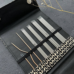 Lana Grossa Набор для вязания носков Deluxe 15 см 4х5 шт Металл Черный чехол Магазин пряжи и инструментов для вязания СижуВяжу.рф