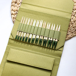 Lykke Grove Набор съемных спиц 11.5 см, 12 пар, Бамбук, Зеленый чехол Магазин пряжи и инструментов для вязания СижуВяжу.рф