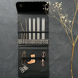 Lana Grossa Набор для вязания носков Deluxe 15 см 4х5 шт Металл Черный чехол Магазин пряжи и инструментов для вязания СижуВяжу.рф