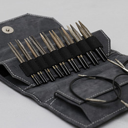 Lykke Driftwood Grey Набор съемных спиц 7 см, 9 пар, Дерево, Джинсовый чехол Магазин пряжи и инструментов для вязания СижуВяжу.рф